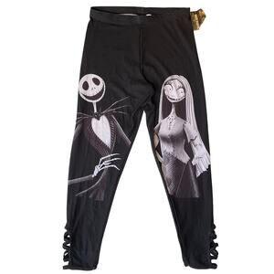 Disney Women Leggings size M Black Tim Burton’s The Nightmare Before Christmas